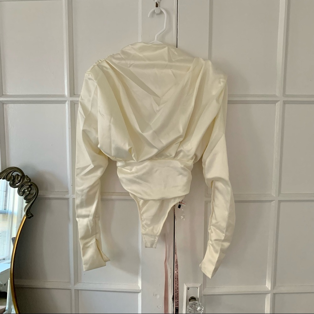 House of CB Gisele draped bodysuit in ivory